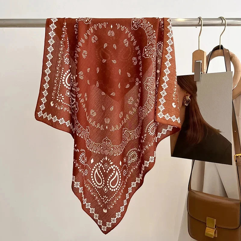 Printed Square Scarf with Polka Dot Pattern Options