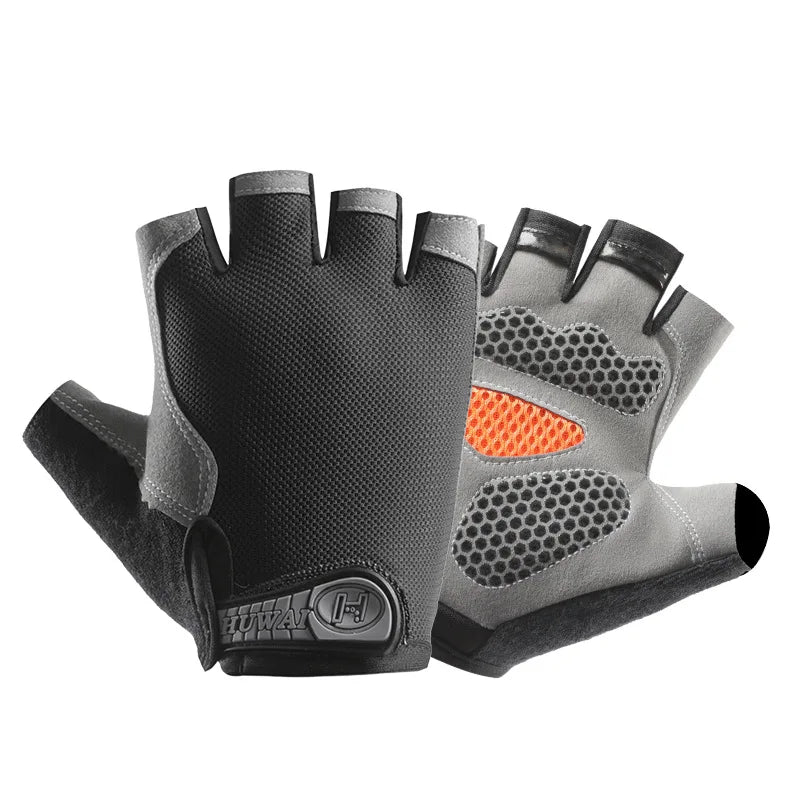 Fingerless Cycling Gloves with Adjustable Short Wrist Straps