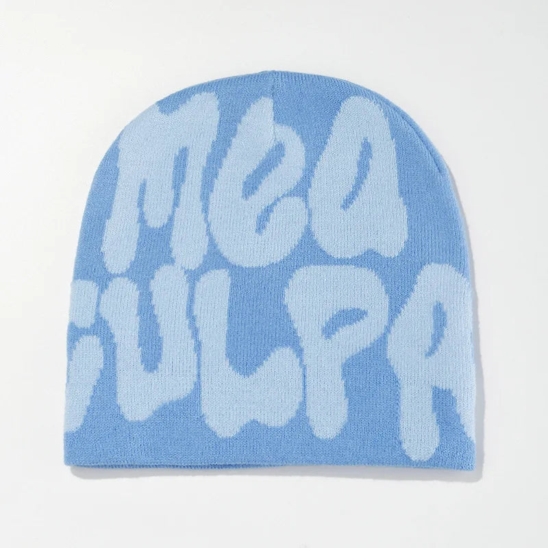 Letter Pattern Knit Beanie with Colorful Graphic Design