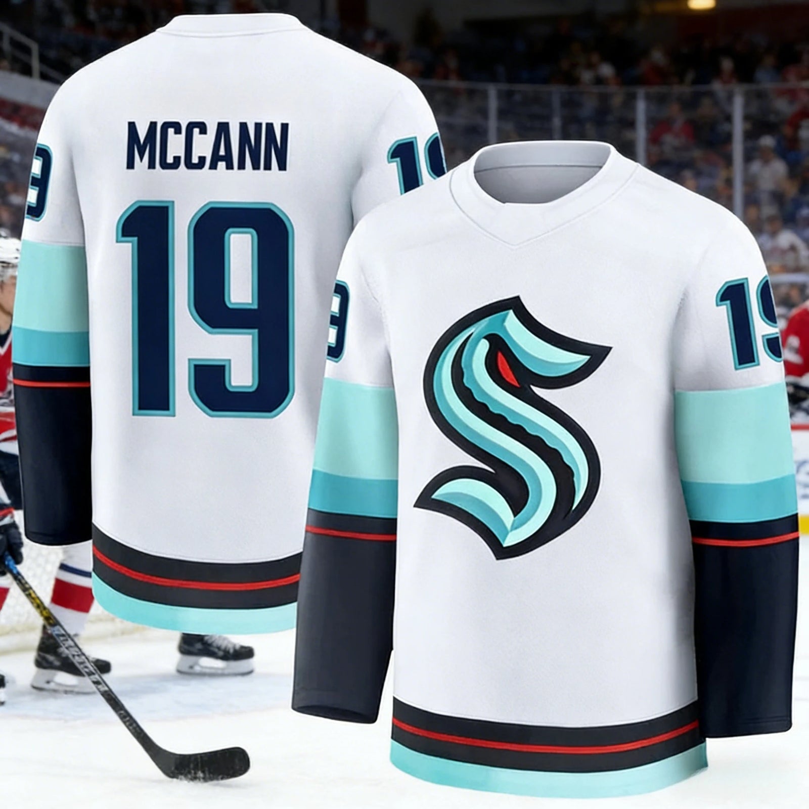 Long Sleeve Ice Hockey Sports Jersey with Contrast Stripe Design