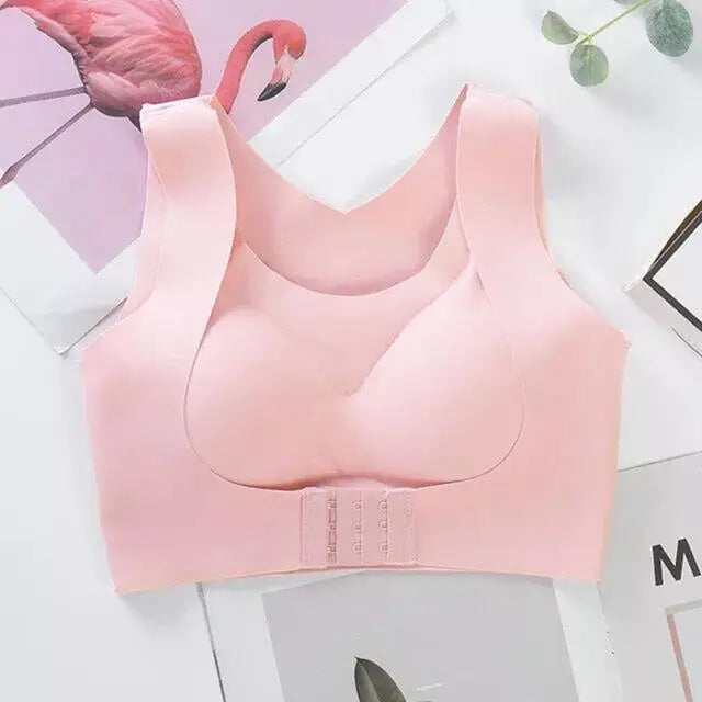 Women's Front Clasp Bra with Wide Crossover Back Straps