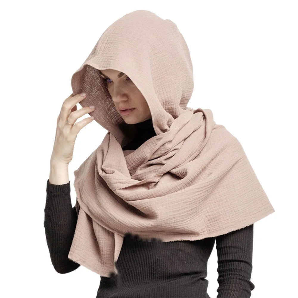 Hooded Draped Cowl Scarf for Layering over Outfits