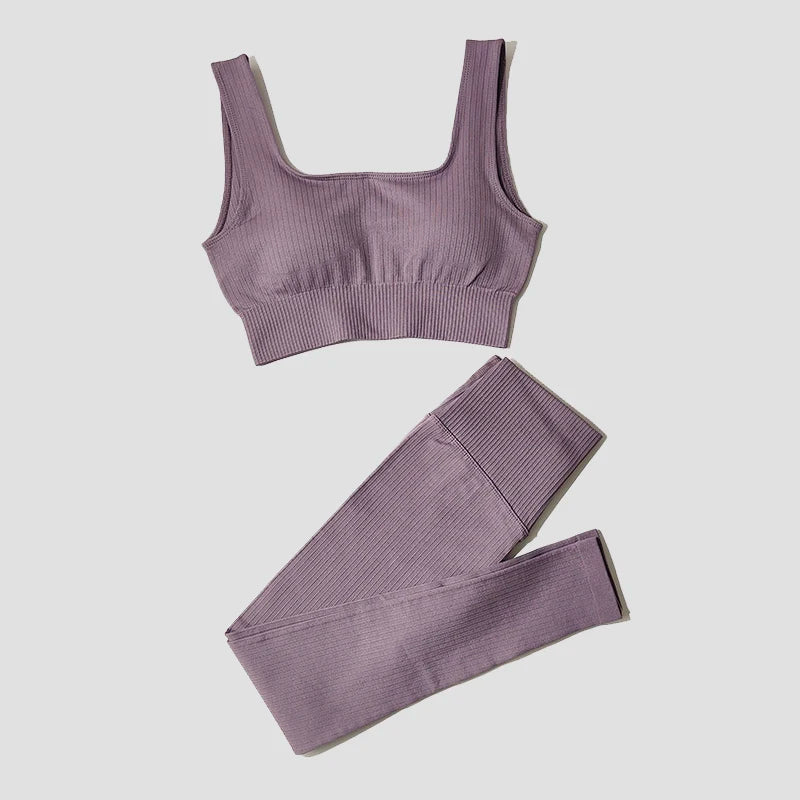 Women's Long Sleeve Crop Top And Leggings Yoga Set