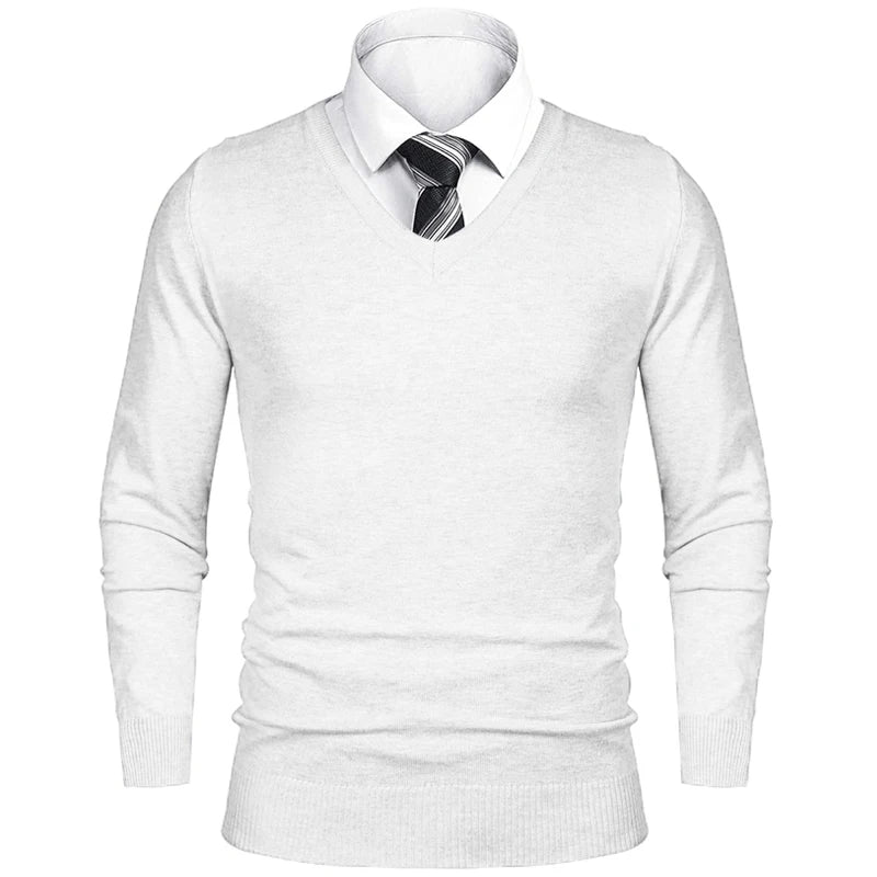 Men's V Neck Long Sleeve Knit Sweater