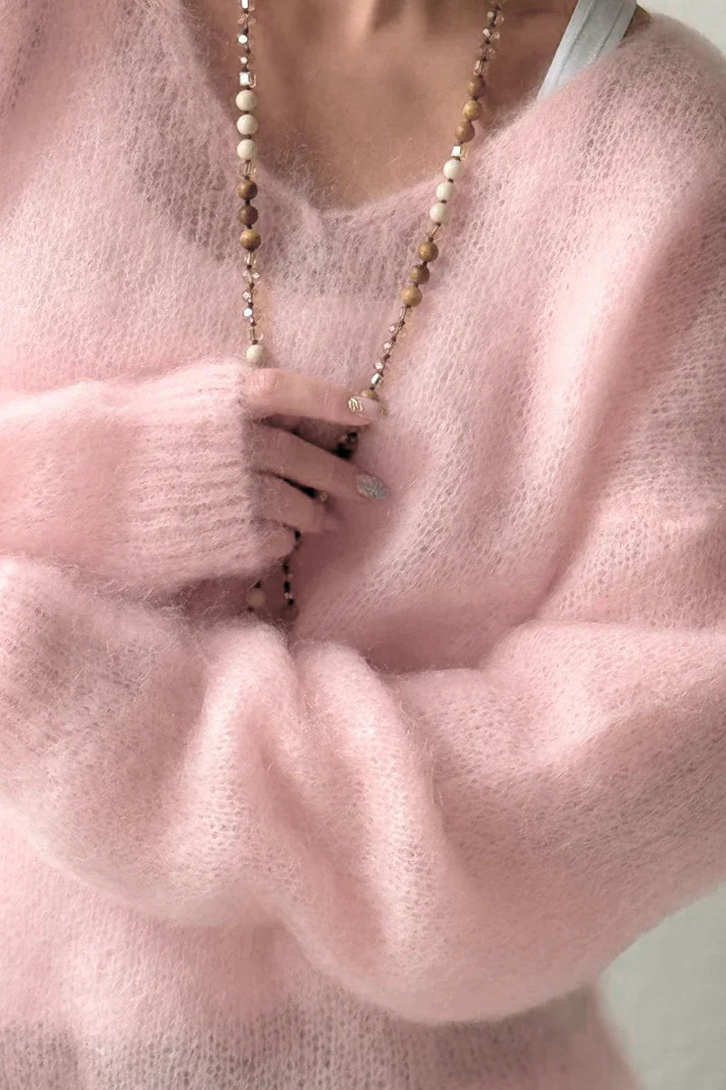Women's V Neck Loose Fit Sweater Casual Knit Layer