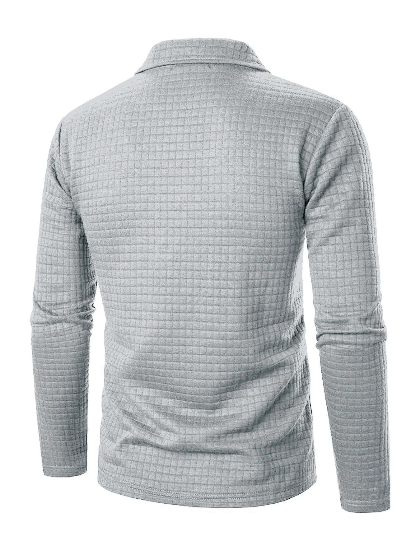 Men's Textured Polo Collar Long Sleeve Knit Sweater