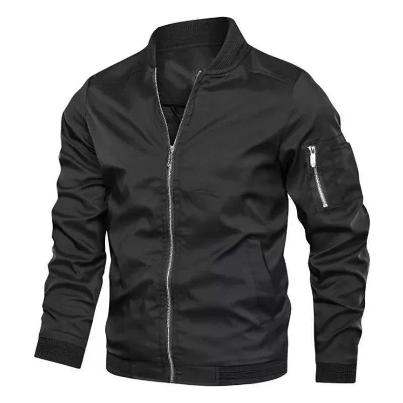 Long Sleeve Casual Streetwear Jacket with Front Closure and Pockets
