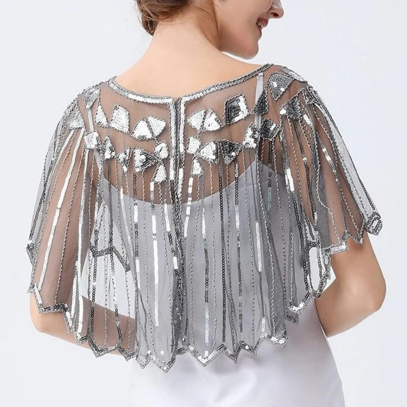 Beaded Sequin Capelet for Layering over Dresses and Tops