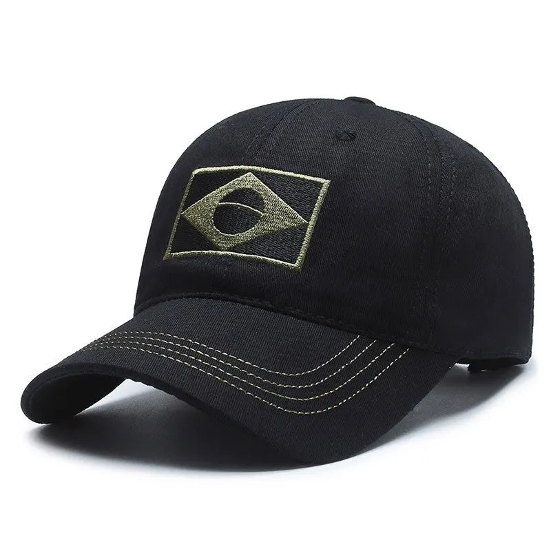 Flag Motif Baseball Cap with Curved Brim Design