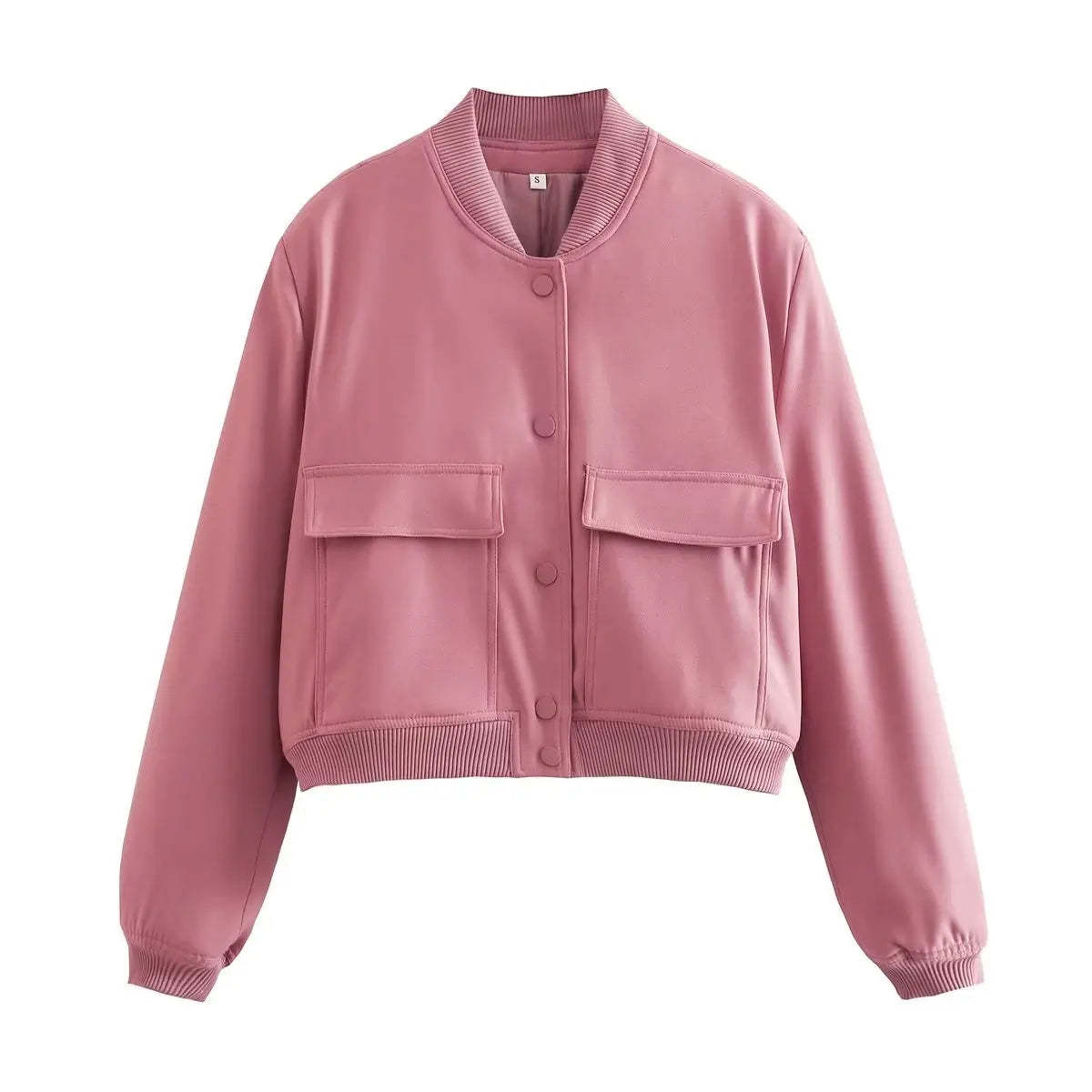 Women's V-Neck Button-Front Bomber Jacket