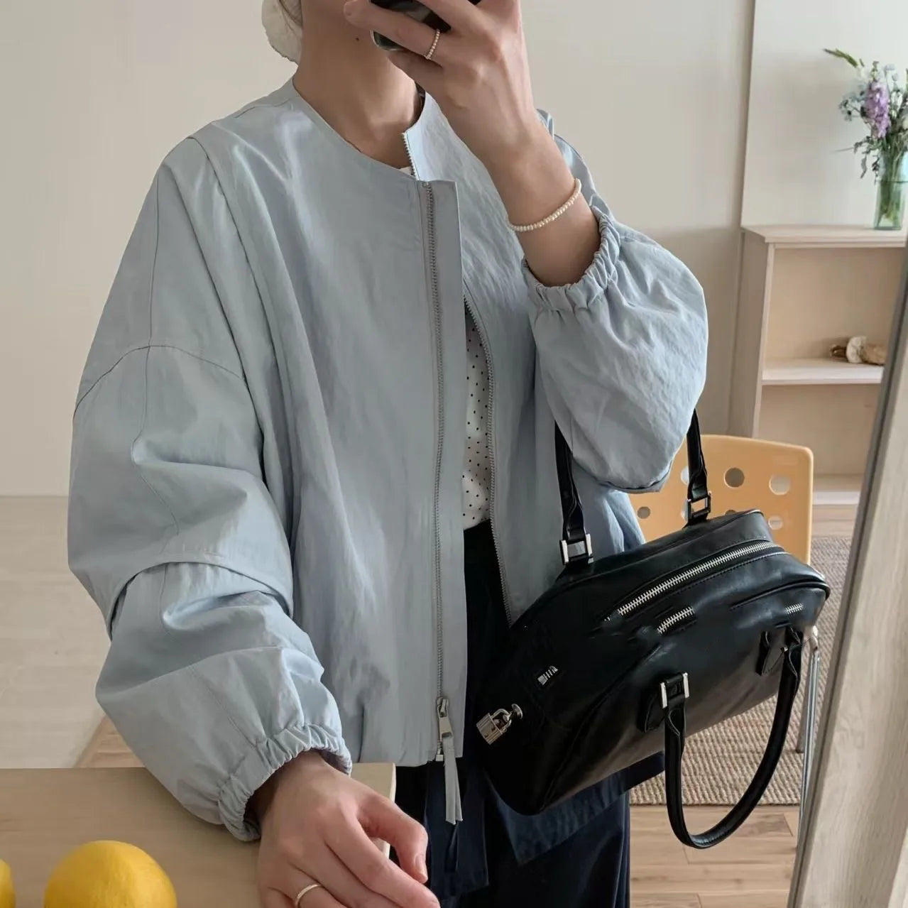Loose-Fit Zip-Front Bomber Jacket