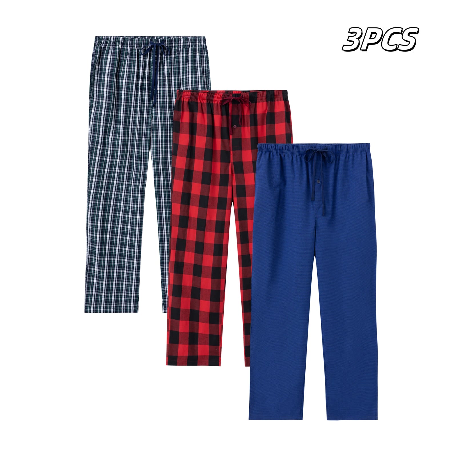Men's Plaid Elastic Waist Lounge Pants with Pack Options