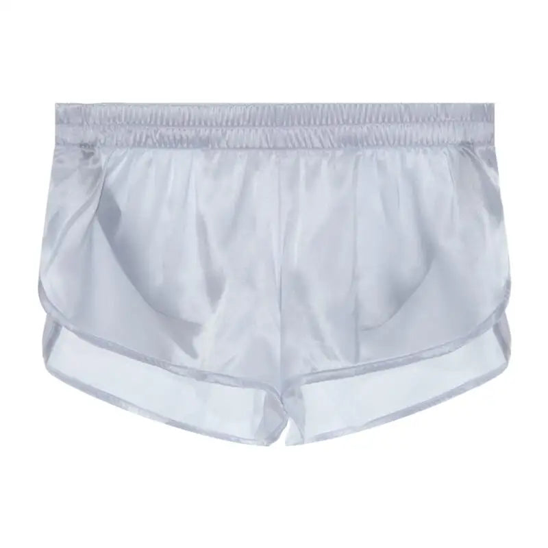 Men's Satin Look Split Hem Elastic Waist Sleep Shorts