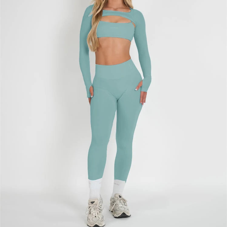 Women's Variable Sleeve Top And Bottoms Yoga Set
