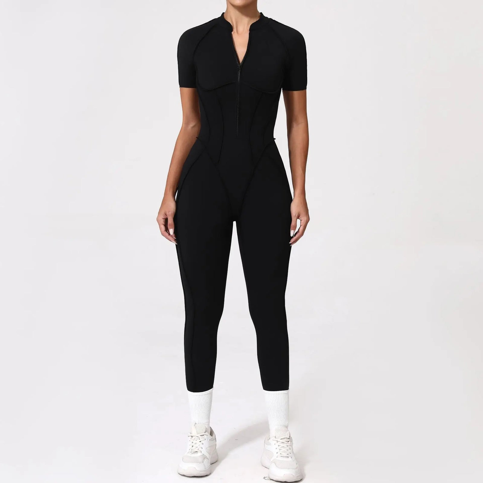 Women's Contoured Workout One Piece with Back Cutout and Multiple Sleeve Styles
