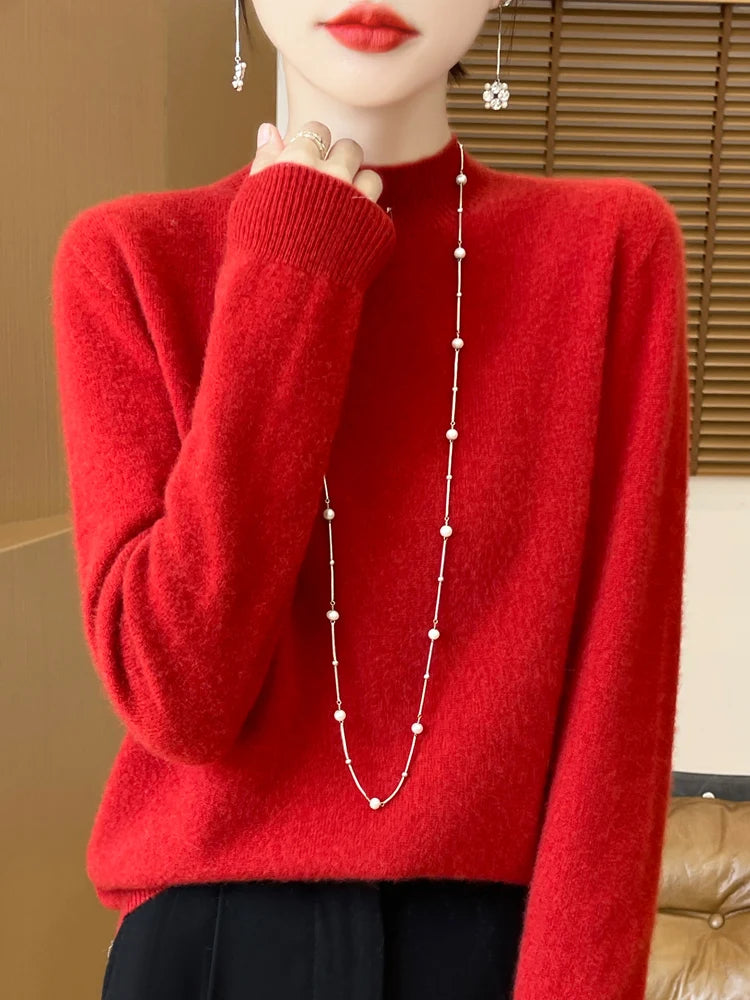 Women's Fluffy Crew Neck Long Sleeve Sweater Casual Knit Layer