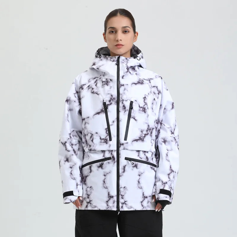 Hooded Long Sleeve Snow Sport Jacket with Front Closure