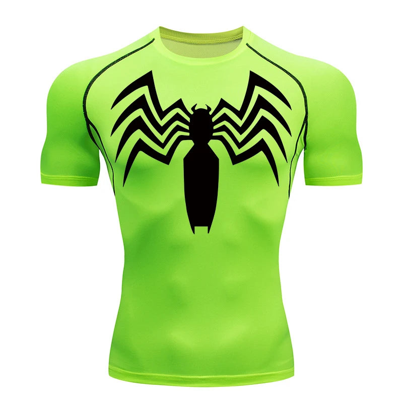 Spider Graphic Compression Short Sleeve T-shirt For Sports Outfits