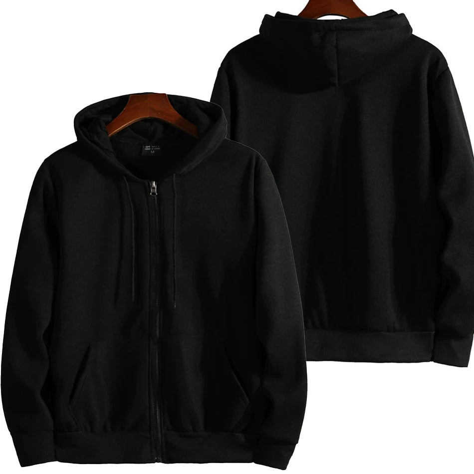Solid Long-Sleeve Zip-Front Hoodie