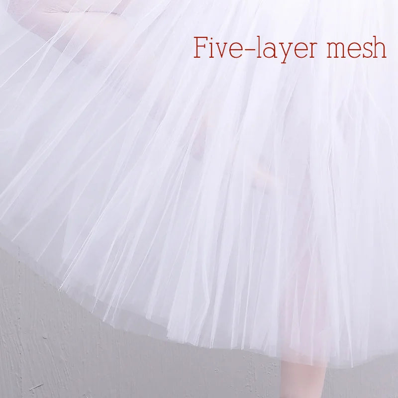 White Ballet Tutu Skirt with Elastic Waist and Attached Briefs