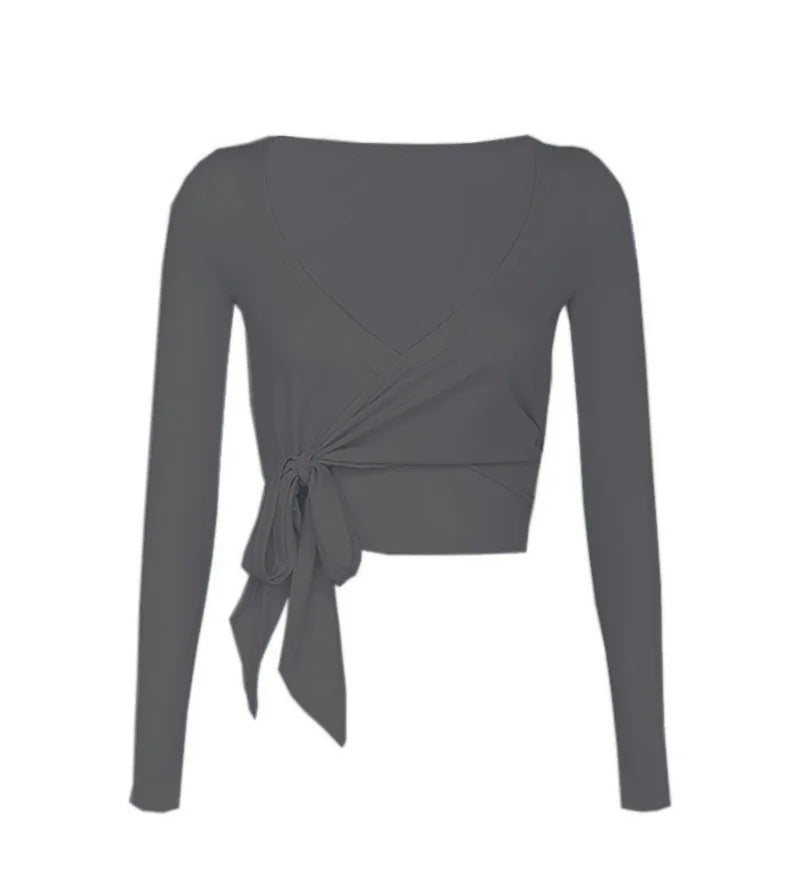Women's Tie-Back Long-Sleeve Workout Cover-Up
