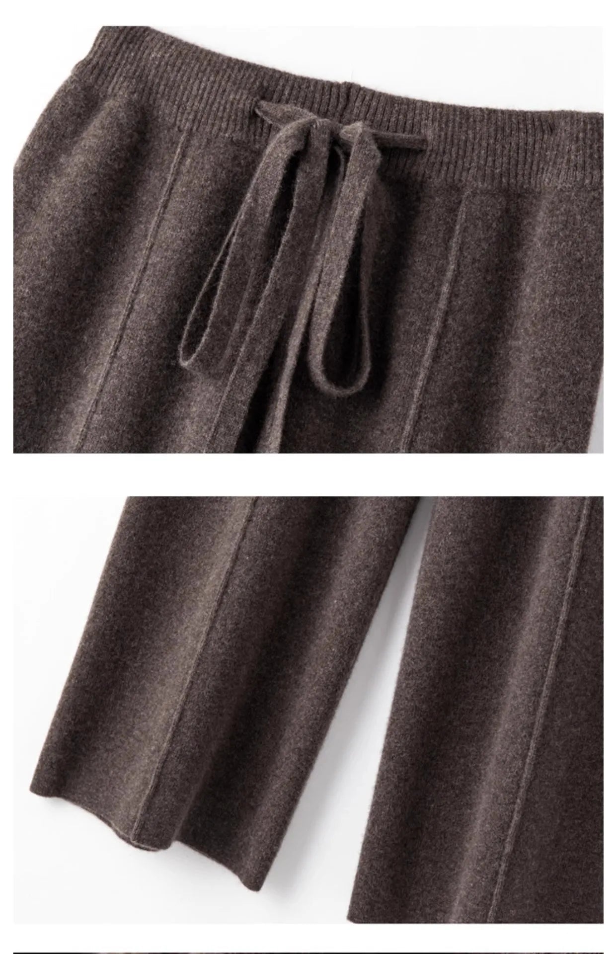 Wide-leg women's autumn winter cashmere high-waisted knitted straight-leg pants high-end casual outerwear loose drape long pants