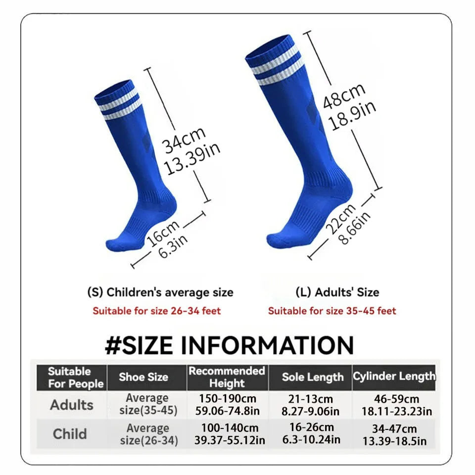 Striped Cuff Football Socks with Adult and Child Size Options