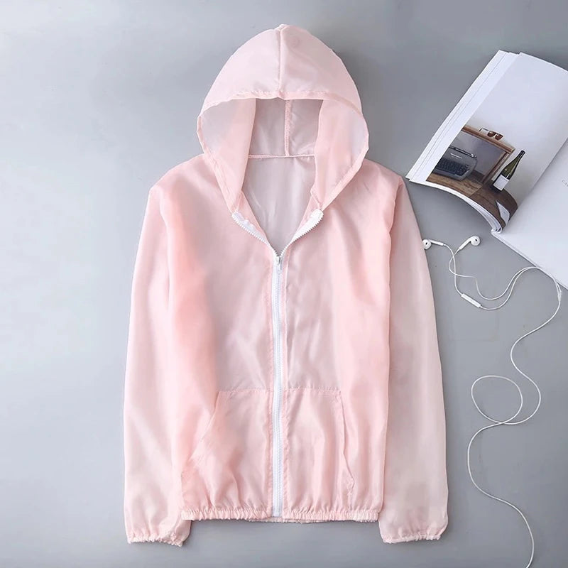 Women's Hooded Long Sleeve Zip Front Jacket For Workout Outfits