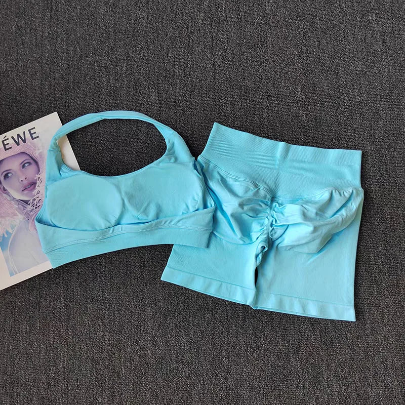 Women's Halter Bra And Shorts Yoga Set For Workout Outfits