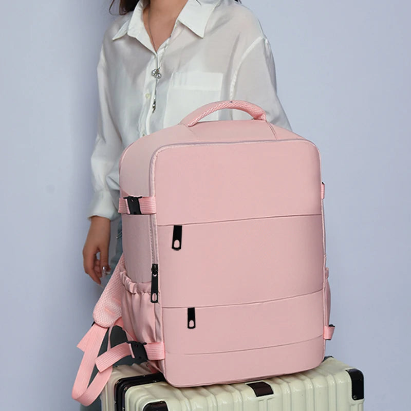 Rectangular Travel Backpack with Side Pockets and Zipper Opening for Daily Carry