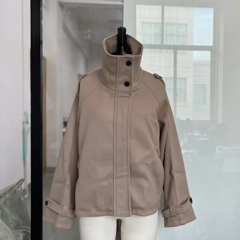 Women's Stand-Collar Button-Front Jacket