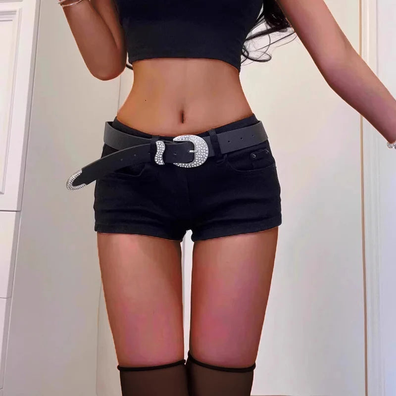 Women's Black Denim Casual Casual Denim Shorts For Everyday Outfits