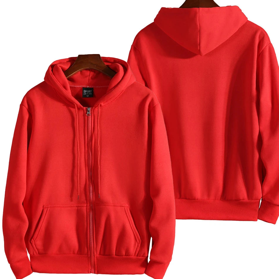 Solid Long-Sleeve Zip-Front Hoodie