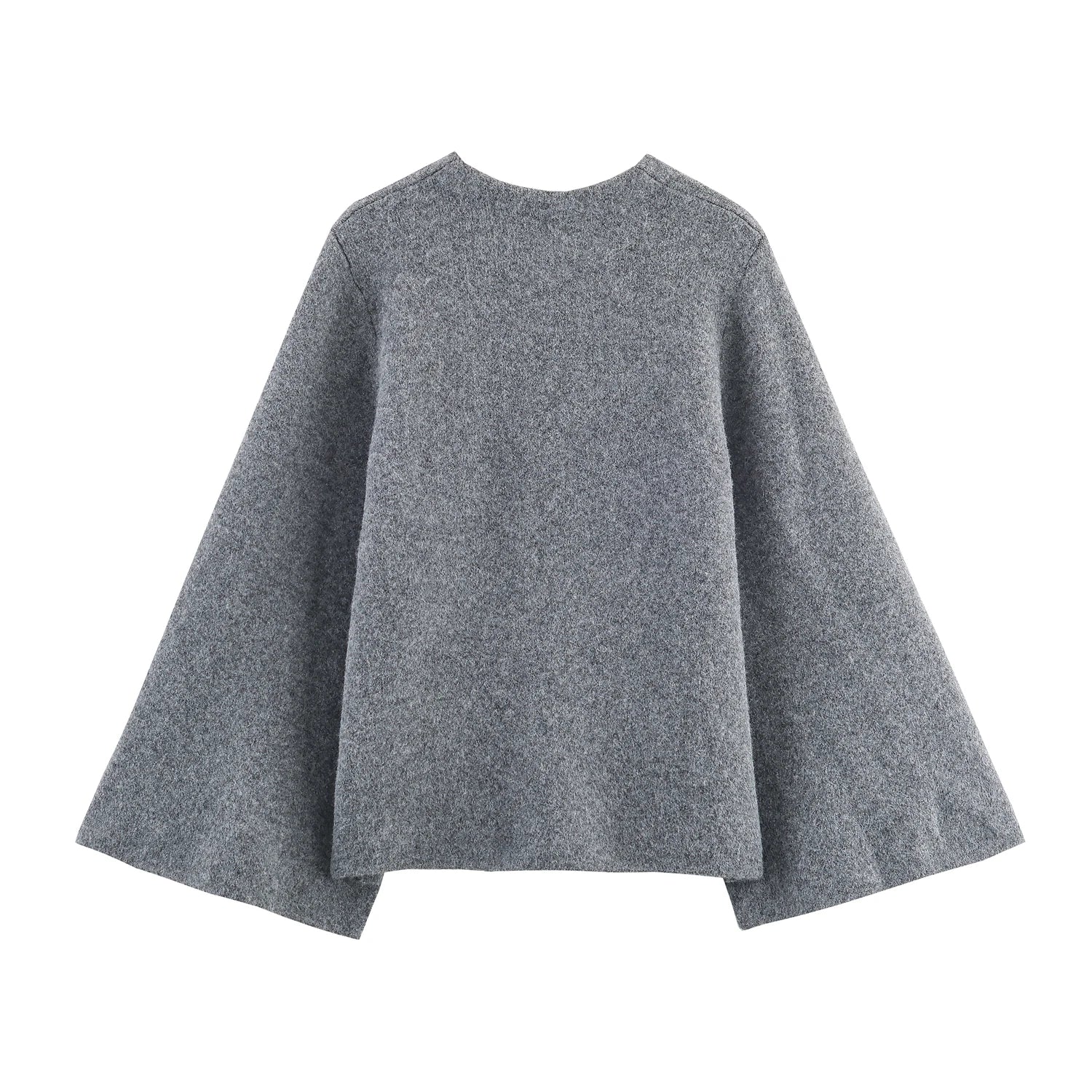 Women's Asymmetric Button Front Side Tie Cape Casual Knit Layer