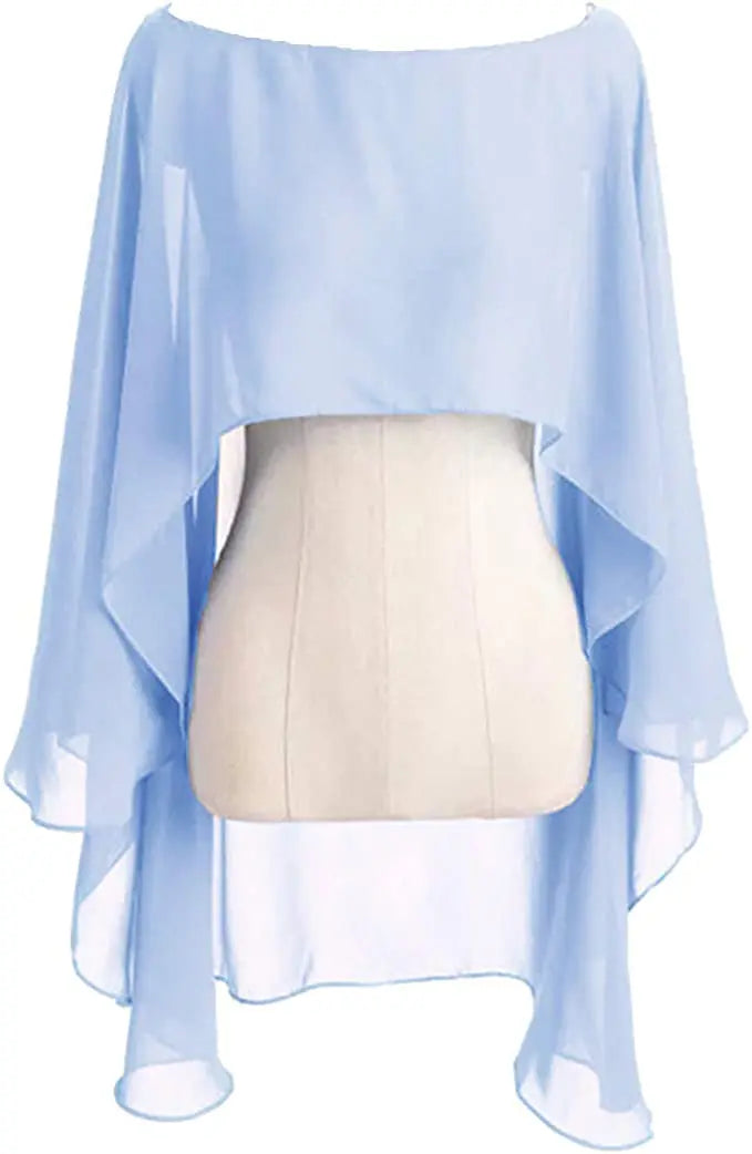 Layered Sheer Draped Cape for Layering over Outfits
