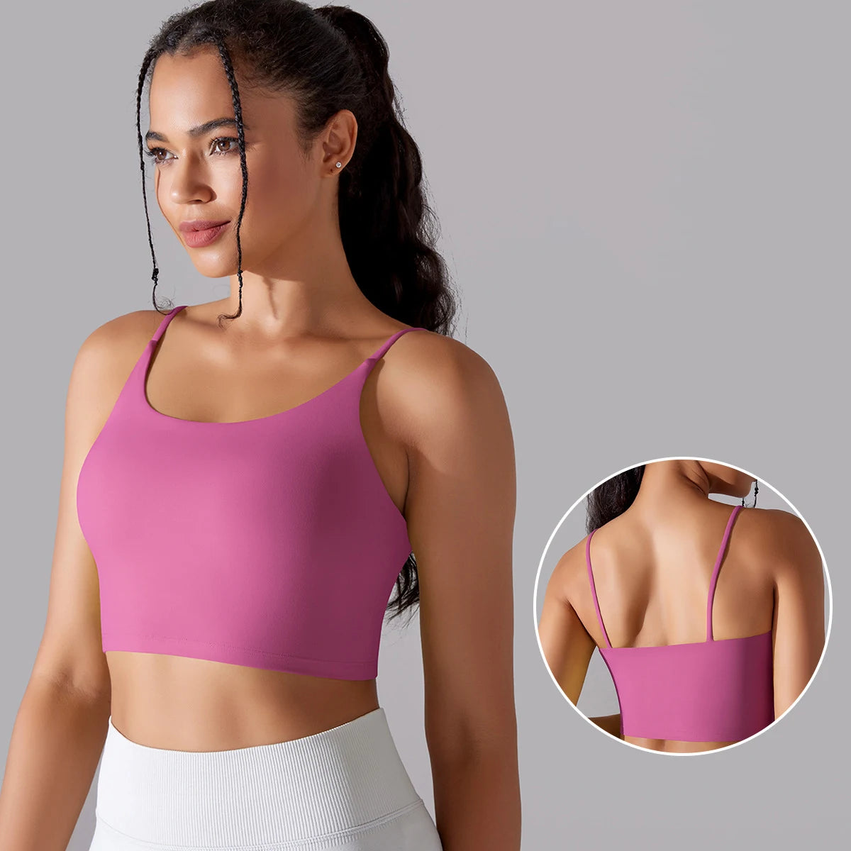 Women's Nylon Blend Sports Bra with Double Back Straps and Padding
