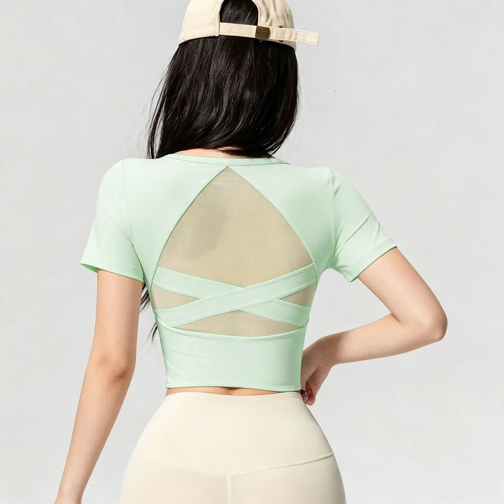 Women's Cross-Back Long-Sleeve Workout Top