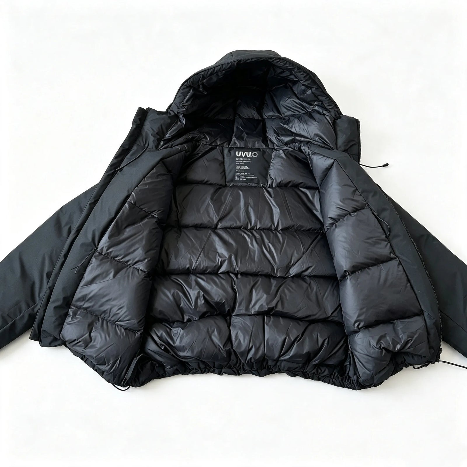 Hooded Cropped Puffer Jacket with Long Sleeves and Front Zip