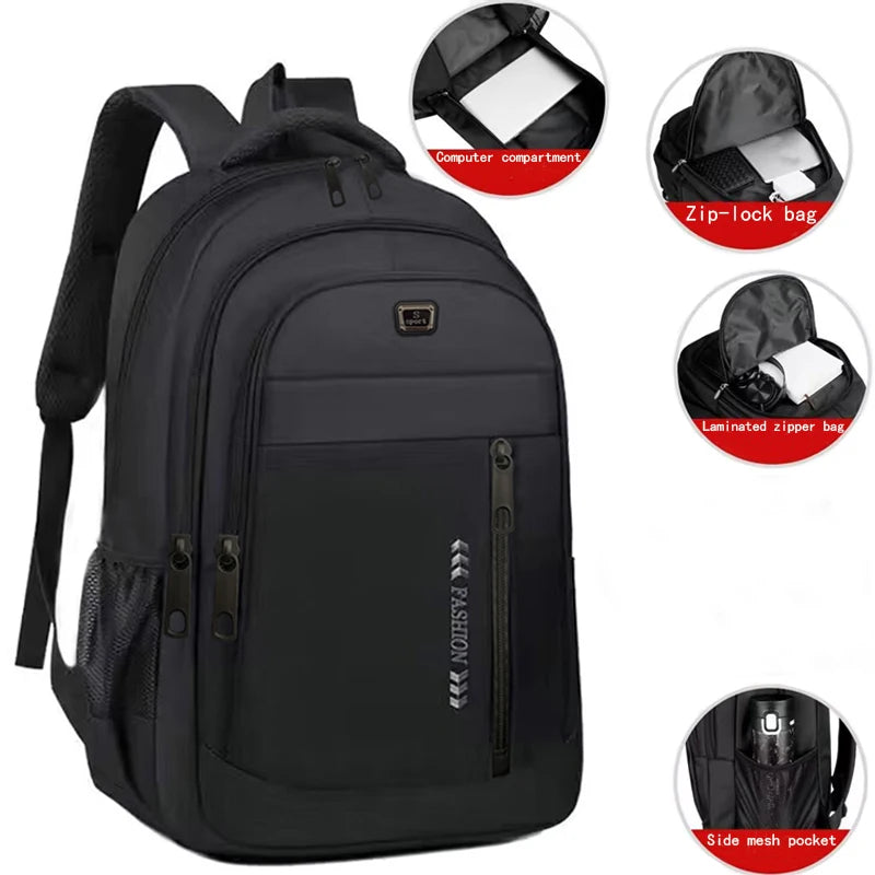 Multi-Pocket Student Backpack with Contrast Zippers for School and Daily Use