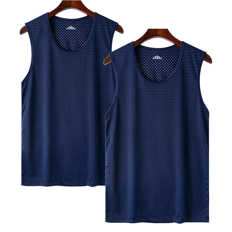 Men Ice Silk Mesh Sports Vest Breathable Quick Dry Sleeveless Riding Running Training Top