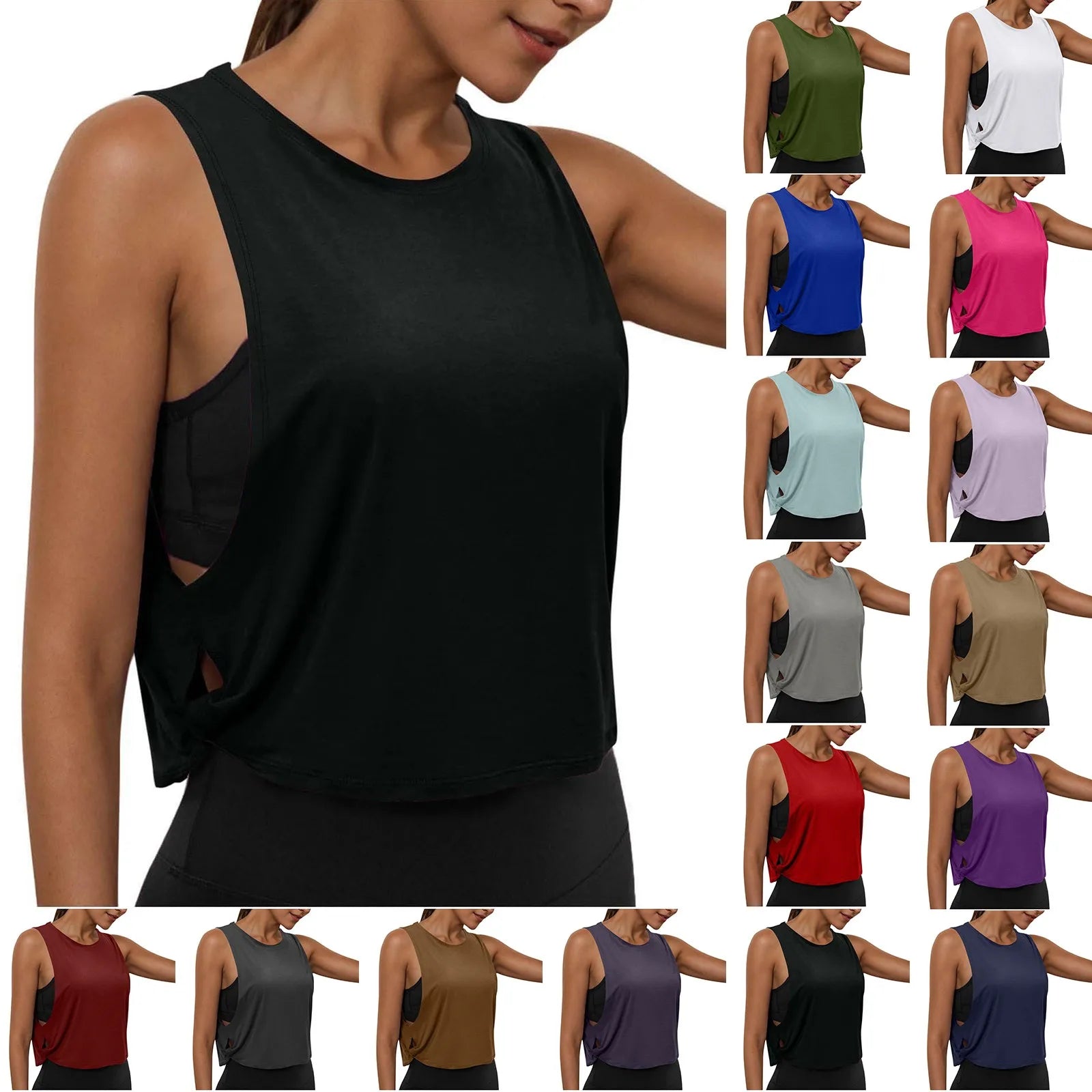 Women's Round Neck Tank Top with Sleeveless Design and a Loose Shape