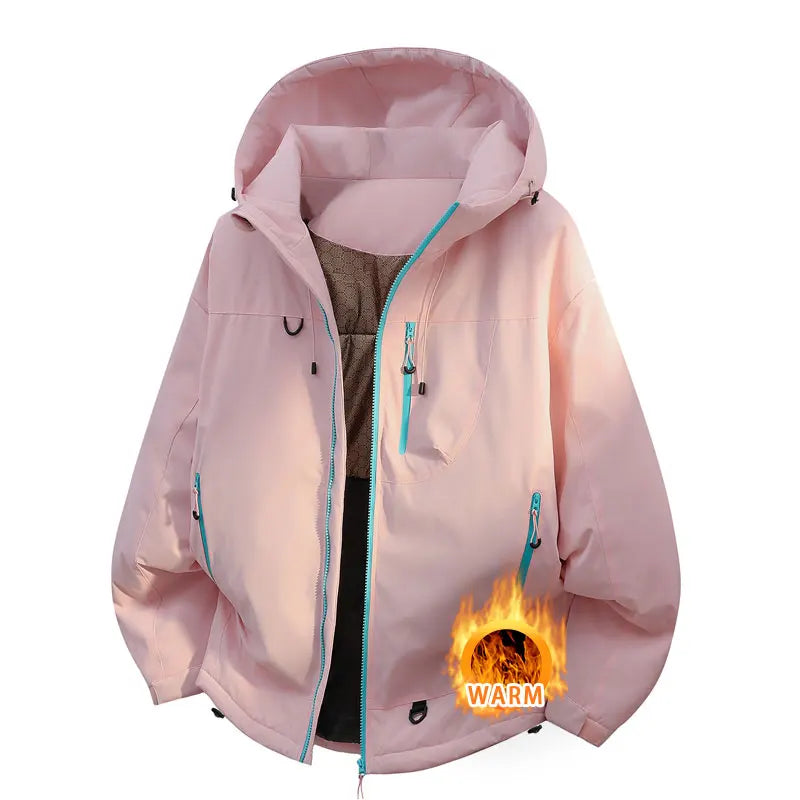 Hooded Long Sleeve Full Zip Outdoor Hiking Jacket with Pockets