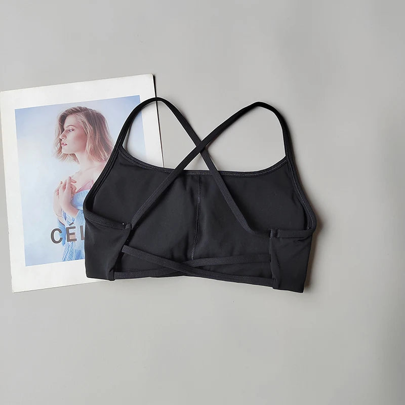 Women's Cross Back Sports Bra with Printed Colour Options