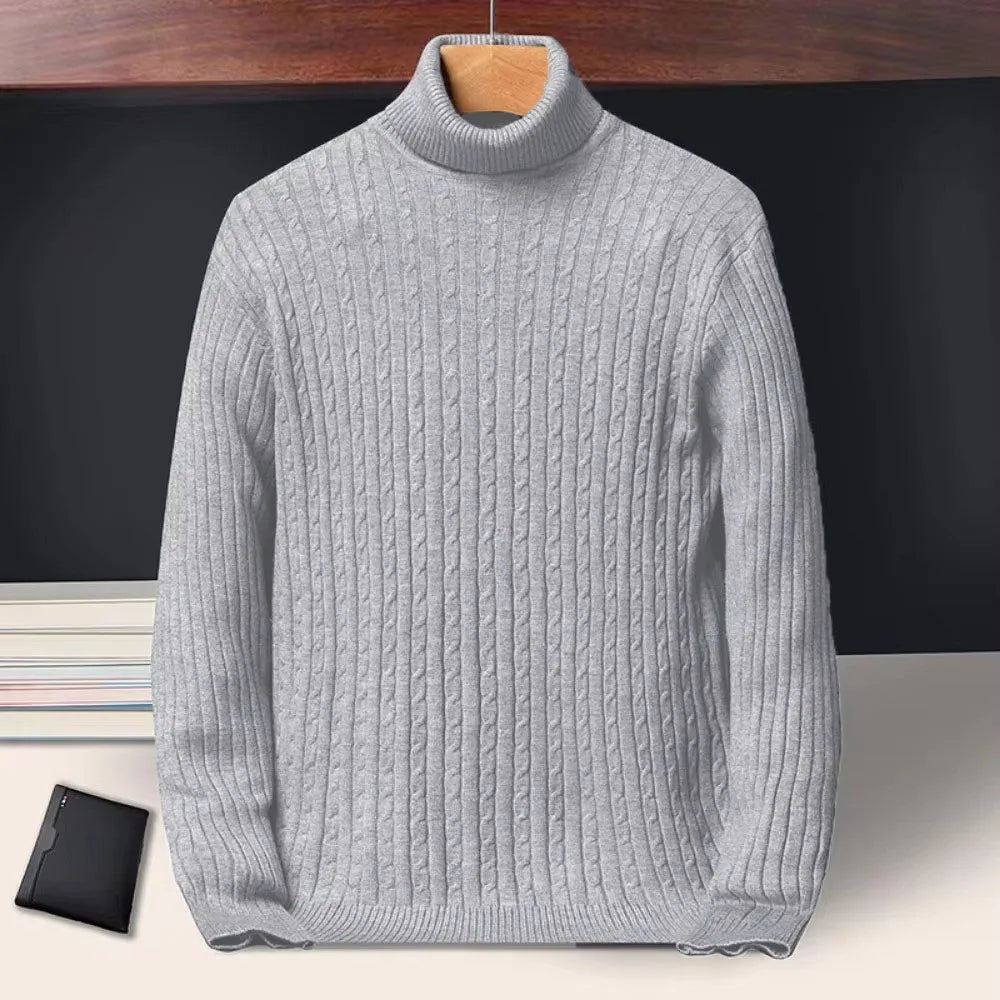 Men's Ribbed Turtleneck Long Sleeve Knit Sweater
