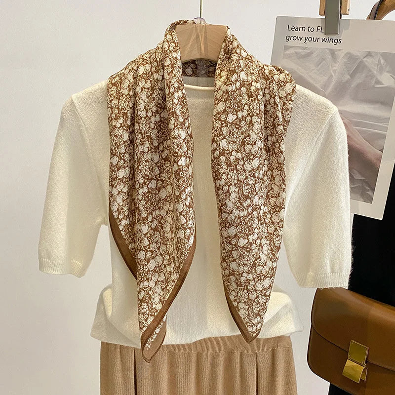 Printed Square Scarf with Polka Dot Pattern Options
