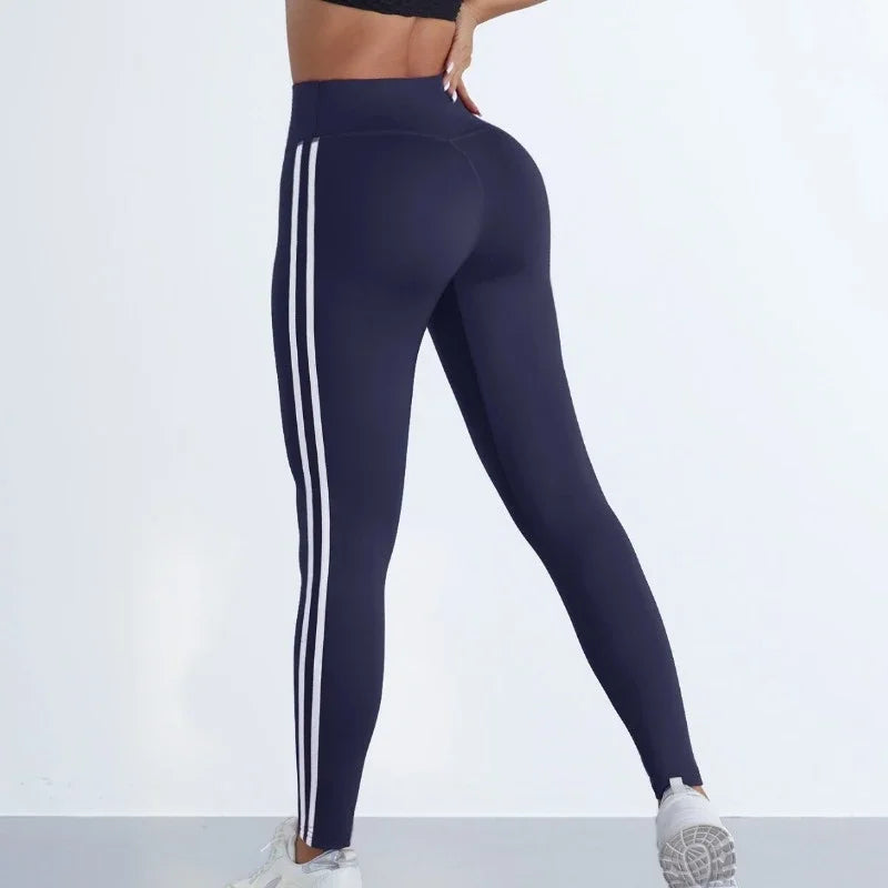 Women's Striped Full Length Leggings For Workout Outfits