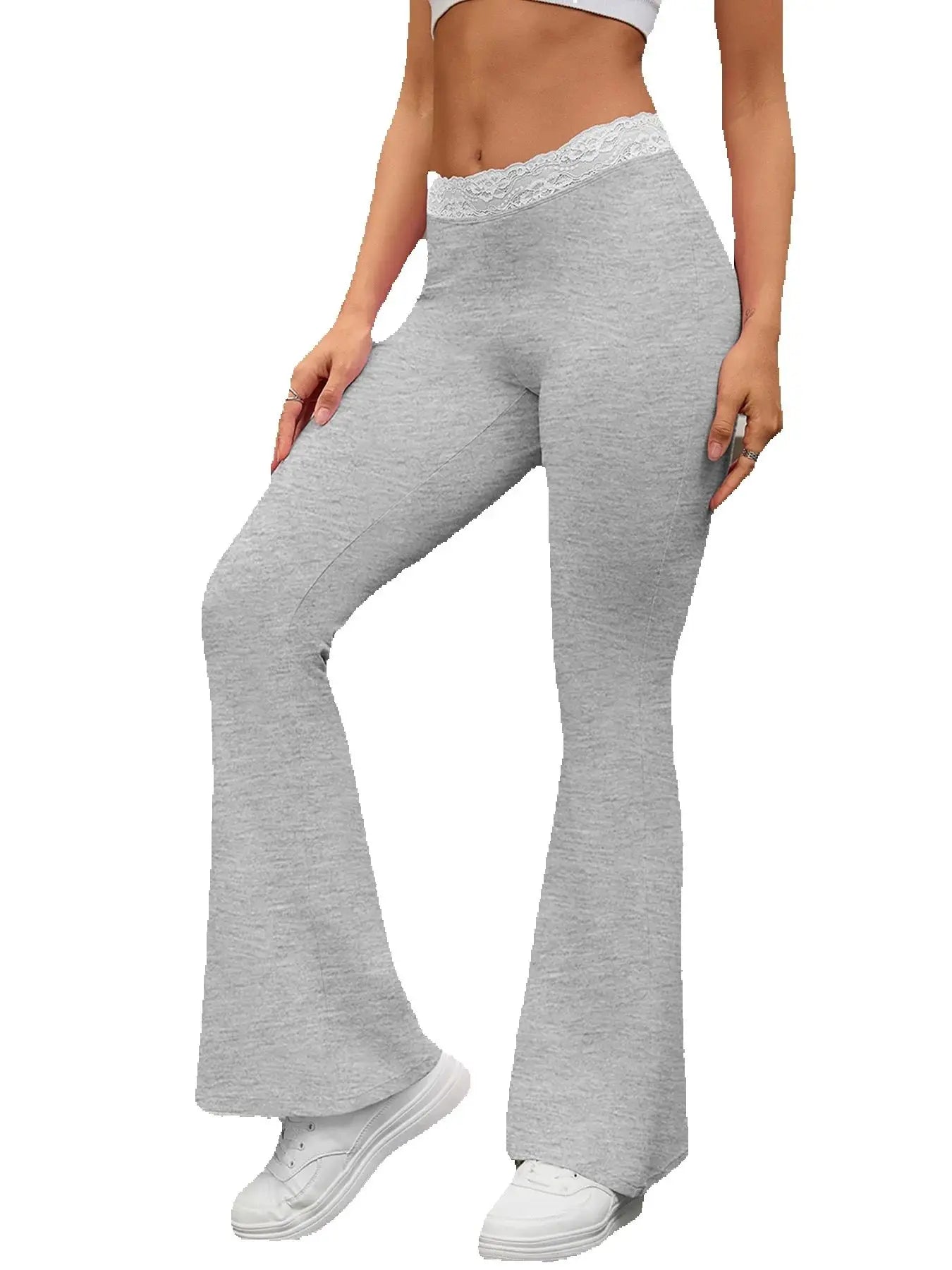 Women's Ribbed Flared Workout Pants with Fitted Upper Legs for Casual Activewear