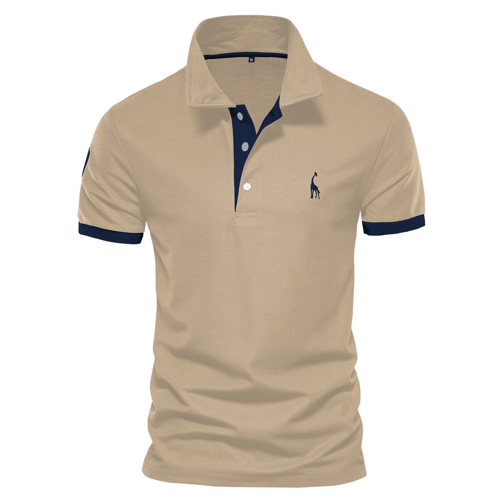 Men's Giraffe Embroidered Short-Sleeve Polo Shirt