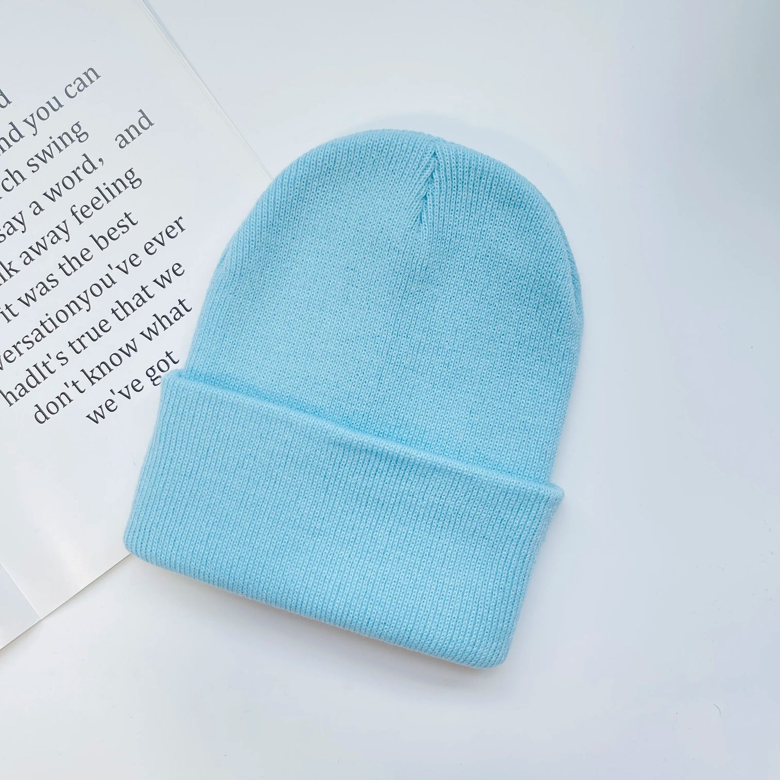 Solid Knit Beanie with Folded Cuff and Color Choices
