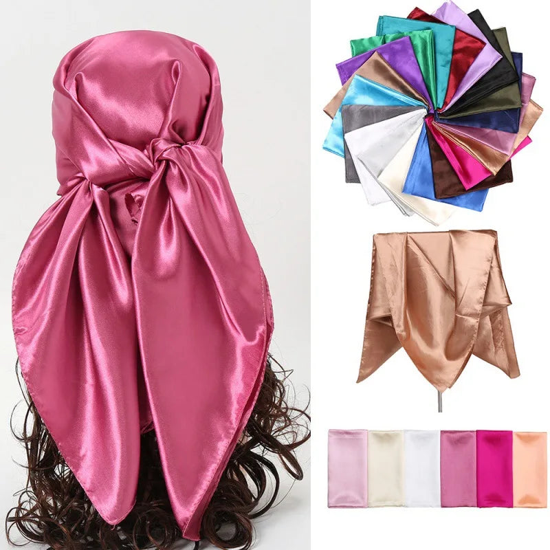Solid Square Scarf with Smooth Satin Style Finish